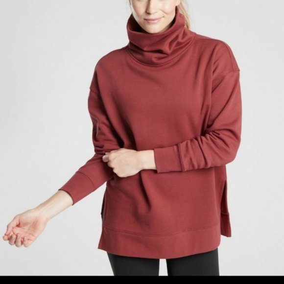 Athleta Sweaters - Athleta Maroon 24/7 Funnel Neck Sweater